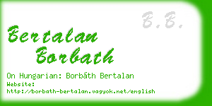 bertalan borbath business card